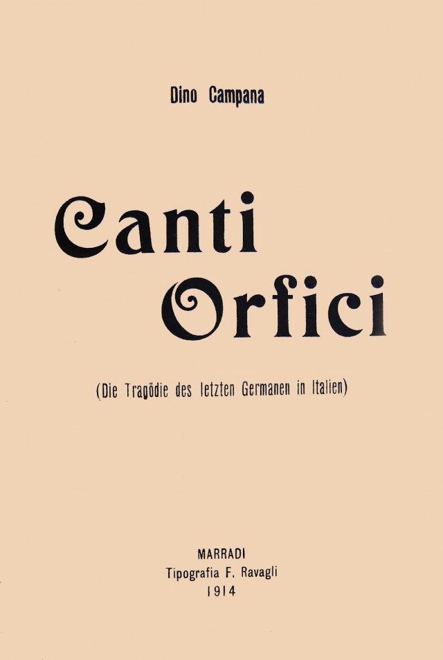 La copertina di Canti orfici di Dino Campana